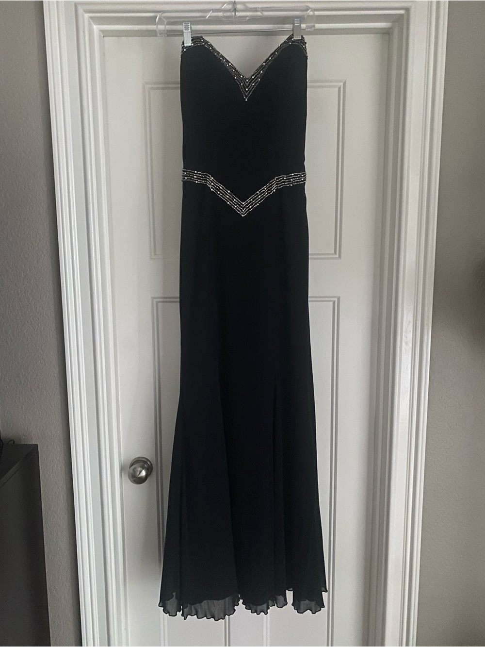 Strapless Black Vintage Evening Gown with Beaded Accents